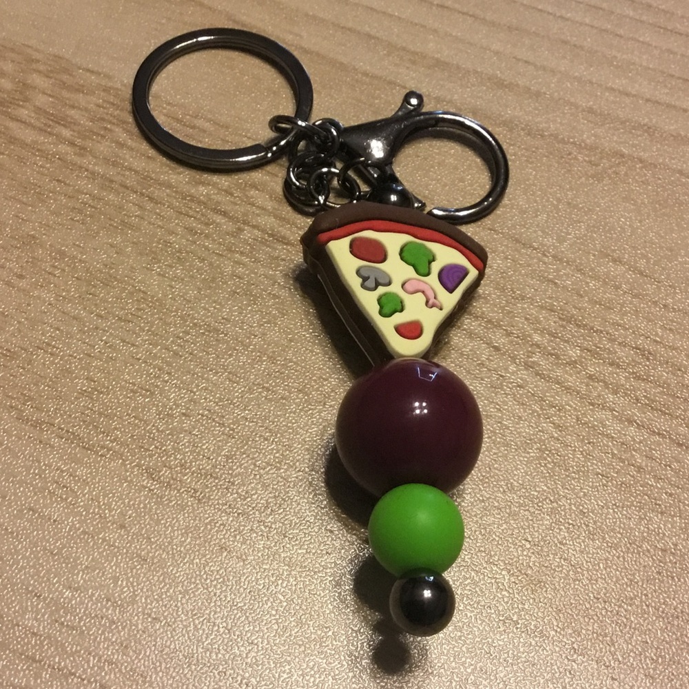 Pizza Slice Keychain with Beads